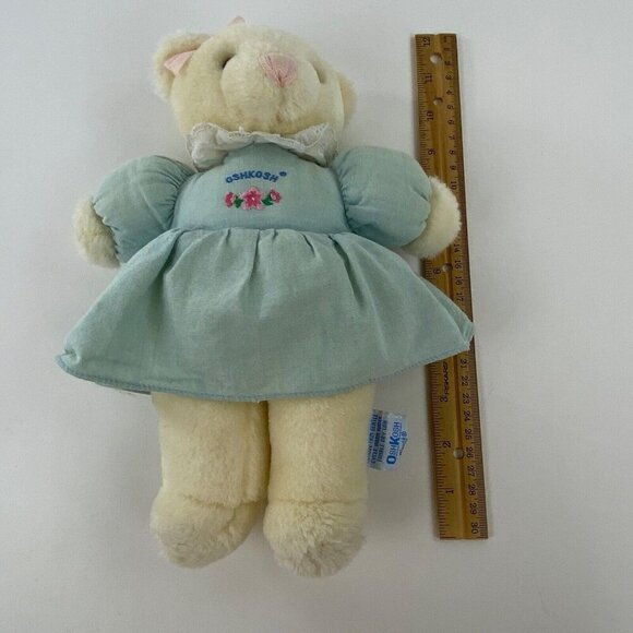 OshKosh B'Gosh Teddy Bear Plush Stuffed Animal, Eden Toys Blue Dress Vintage - Picture 8 of 8